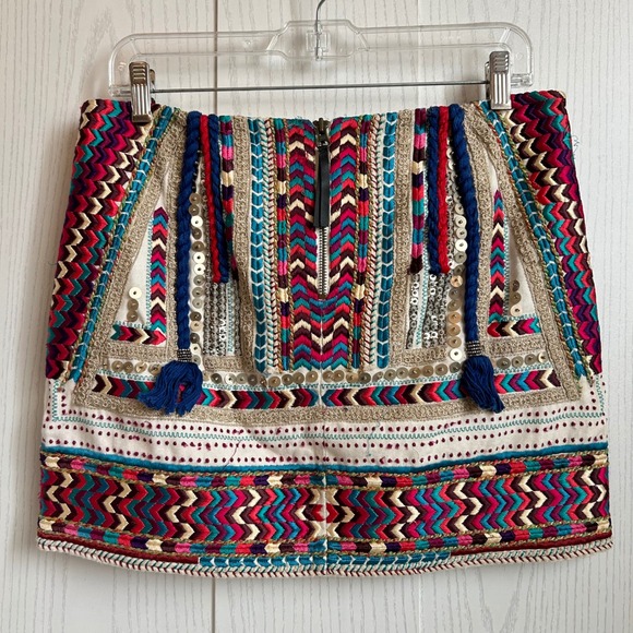 Anthropologie Cynthia Vincent Embroidered Western Boho Embroidered Skirt Size S - Picture 2 of 9
